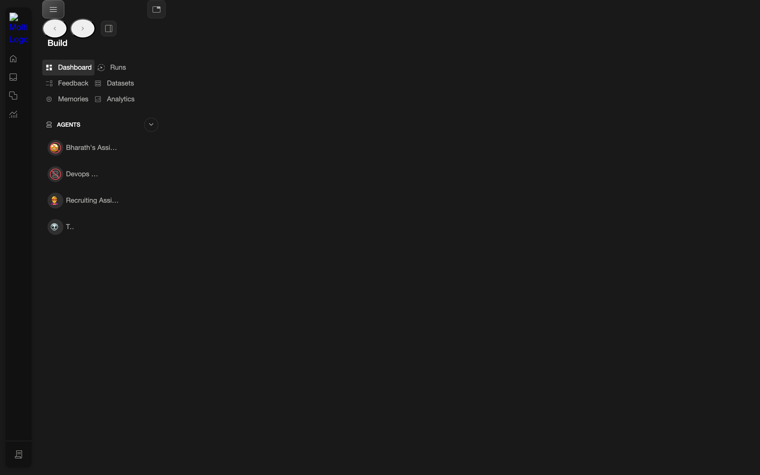 Moltin Build dashboard with agents